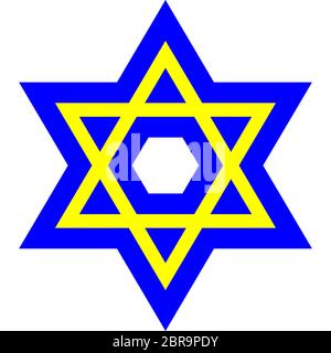 Bleu Jaune étoile de David traditionnel le judaïsme religion juive illustration Banque D'Images