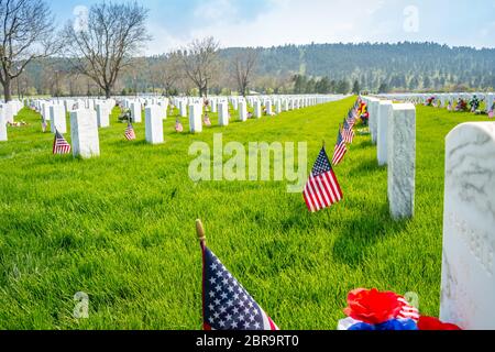 Deadwood, SD, États-Unis - 30 mai 2019 : le cimetière du Mont Moriah Banque D'Images