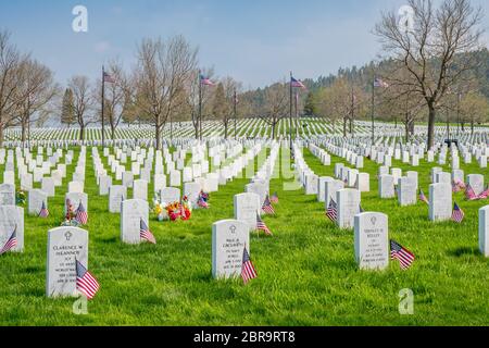 Deadwood, SD, États-Unis - 30 mai 2019 : le cimetière du Mont Moriah Banque D'Images