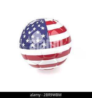 Ballon de soccer avec le drapeau des États-Unis sur un fond blanc, 3D Rendering Banque D'Images