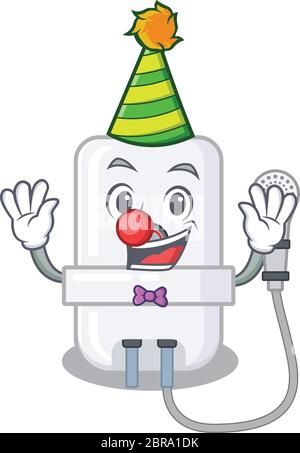 smiley clown chauffe-eau électrique dessin animé personnage concept Illustration de Vecteur