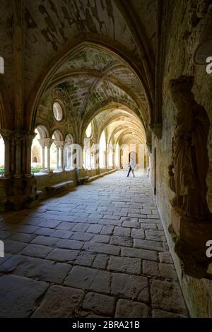 Cloître de l'Abbaye Sainte-Marie de Fontfroide ou Abbaye de Fontfroide près de Narbonne, département de l'Aude, Occitanie, France, Banque D'Images