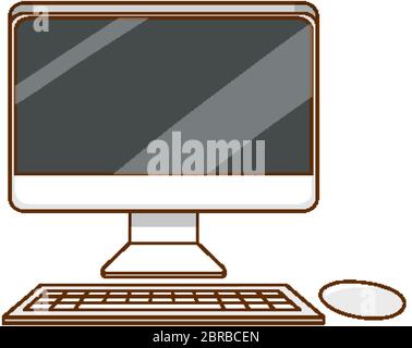 Computer set with keyboard and display on white background illustration Illustration de Vecteur
