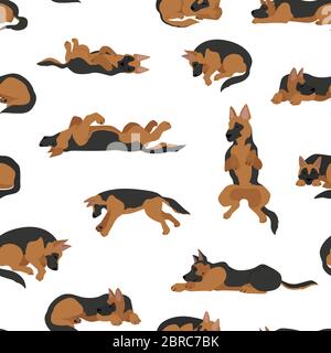 Les chiens dormant présentent un motif sans couture. Chiens de berger allemands. Illustration vectorielle Illustration de Vecteur