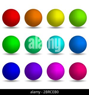 Ensemble de sphères réalistes colorées isolées sur fond blanc. Éléments de conception vectoriels. Illustration de Vecteur