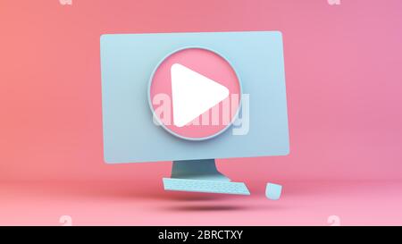 Concept du bouton lecture vidéo rendu 3d Banque D'Images