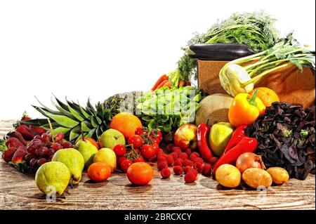 Fruits et légumes, photographie alimentaire, photo de studo, fond blanc, Allemagne Banque D'Images