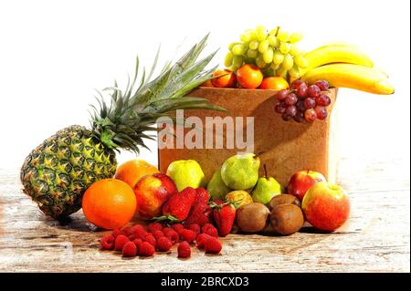 Fruits, photographie alimentaire, photo de studo, fond blanc, Allemagne Banque D'Images