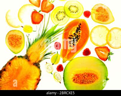 Fruits, photographie alimentaire, photo de studo, fond blanc, Allemagne Banque D'Images