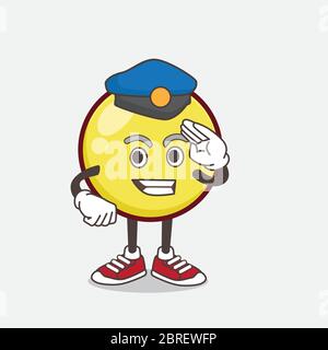Une illustration de personnage de mascotte de dessin animé d'Emoticon jaune travaillant comme officier de police Illustration de Vecteur