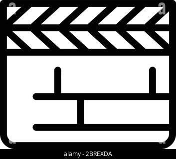 Icône de clapper fermé, style de contour Illustration de Vecteur