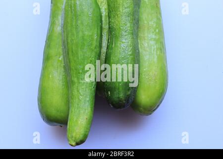 Concombre frais vert isolé sur fond blanc Banque D'Images