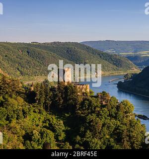 Château de Gutenfels au crépuscule, Kaub, Allemagne Banque D'Images