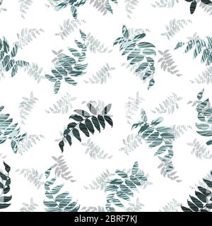 Feuilles de menthe verte blanche vectorielle avec texture zigzag imprimé sans couture. Convient pour le tissu, le papier peint et l'emballage cadeau. Illustration de Vecteur
