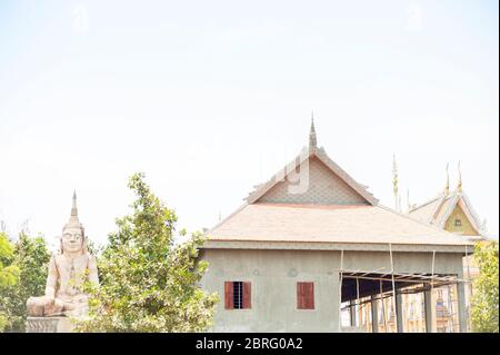 Maisons de moines résidentes. Udong, province de Kampong Speu, Cambodge, Asie du Sud-est Banque D'Images