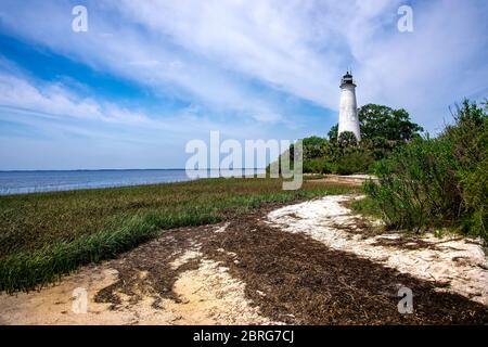 Le phare du parc national de la réserve de la rivière St. Marks, Floride Banque D'Images