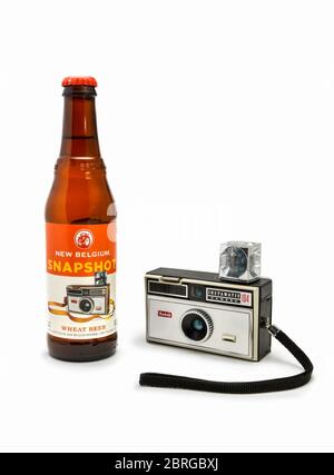 Nouvelle-Belgique bière photo avec Promo appareil photo Kodak Banque D'Images
