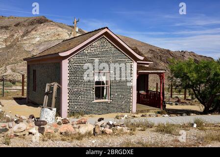 Rhyolite Bottle House, Rhyolite Ghost Town, Beatty Nevada Banque D'Images