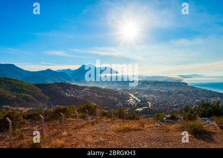 Alanya vue panoramique aérienne, province d'Antalya sur la côte sud de la Turquie Banque D'Images