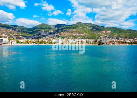 Alanya vue panoramique aérienne, province d'Antalya sur la côte sud de la Turquie Banque D'Images