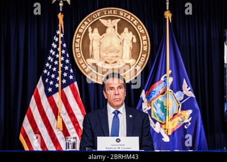New York, États-Unis. 21 mai 2020. Le gouverneur de New York Andrew Cuomo assiste aux journalistes lors d'une conférence de presse à New York, aux États-Unis, ce jeudi 21. New York est l'épicentre de la nouvelle pandémie du coronavirus (COVID-19). Credit: Brésil photo Press/Alay Live News Banque D'Images