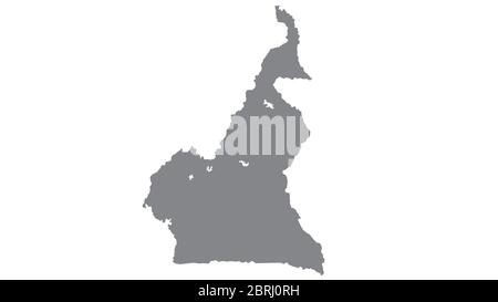 Carte Cameroun avec ton gris sur fond blanc,illustration,texturé , symboles du Cameroun ,pour la publicité, la promotion, TV commerciale, annonces, web design Banque D'Images