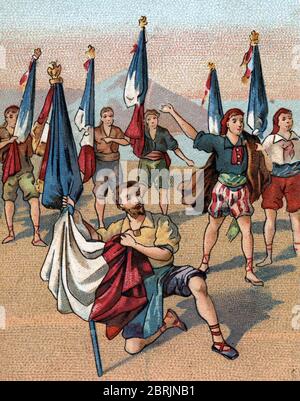 Chant patriotique : la marseillaise, hymne national francais (hymne national français, la Marseillaise) Chromographie de la fin du 19eme siecle C Banque D'Images