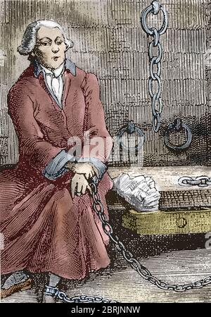 'Portrait presume de l'aristocrate ecrivain, libertin et philosophe Donatien Alphonse François Marquis de Sade (1740-1814) dans sa prison' (supposi p Banque D'Images