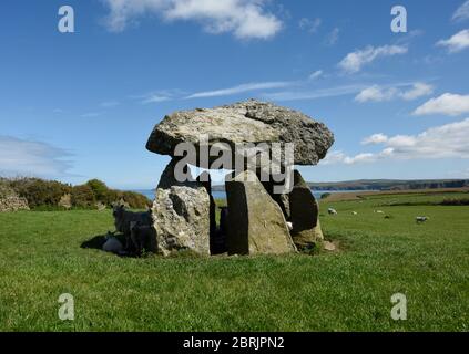 Carreg Samson, Dolmen néolithique, pierres sur pied, site de sépulture ancien, Abercastle, Pembrokeshire, pays de Galles, Royaume-Uni Banque D'Images