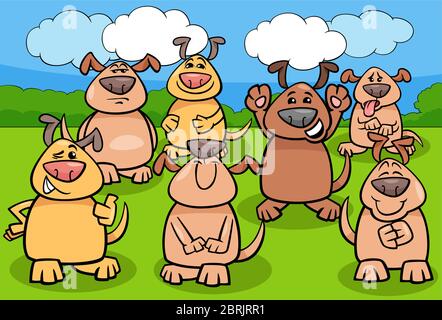 Cartoon Illustration de drôle d'animaux chiens et chiots Groupe Caractères Illustration de Vecteur