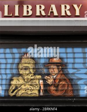 Bibliothèque murale Manhattan NYC Banque D'Images