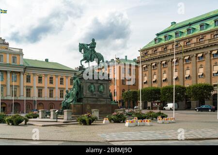 Place gustav Adolfs torg près de l'opéra de Stockholm Banque D'Images