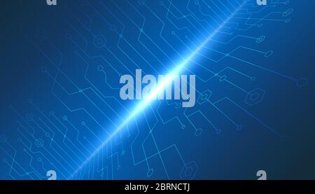 Lignes géométriques abstraites. Lignes futuristes sur fond bleu. Concept de technologie. Illustration de Vecteur