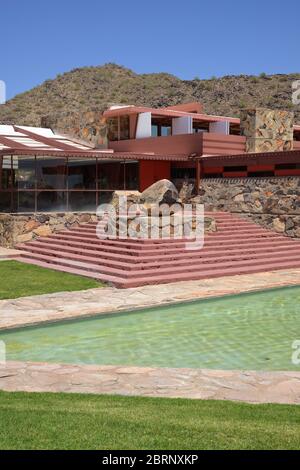 The Taliesin West - maison d'hiver de Frank Lloyd Wright, Scottsdale, Arizona Banque D'Images