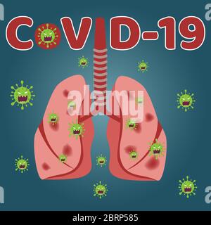 Coronavirus : bannière éléments CoVID, santé et médical. Nouvel épandeur de coronavirus 2019. Pneumonie. Propagation de l'épidémie virale CoVID-19. Illustration de Vecteur