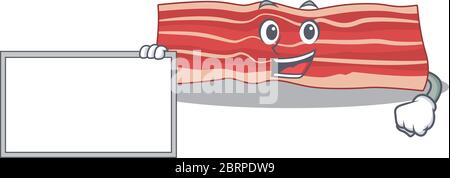 Motif personnage de dessin animé, bacon tenant une planche Illustration de Vecteur