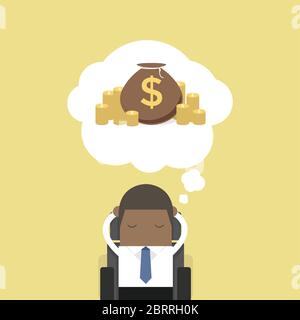 African businessman à rêver de l'argent. Illustration de Vecteur