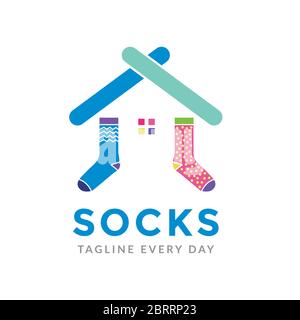 Modèle de logo de la boutique de chaussettes Illustration de Vecteur