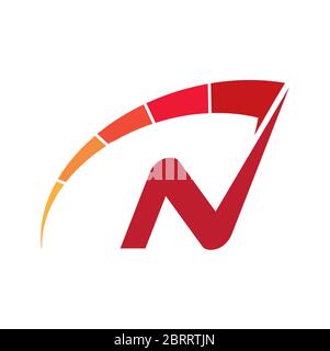 Logo compteur de vitesse lettre N. Illustration de Vecteur