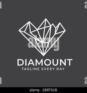 Modèle de conception du logo Mountain Diamond Illustration de Vecteur