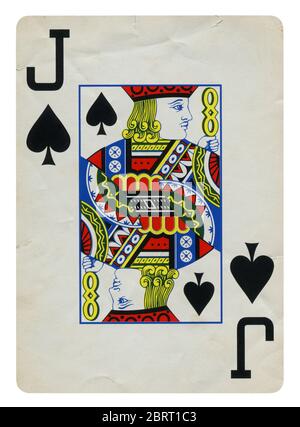 Valet de Pique Vintage playing card - isolated on white (chemin inclus) Banque D'Images