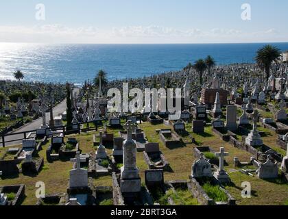 Sydney Australie, vue sur le cimetière Waverley un cimetière classé au patrimoine avec un nombre important de monuments victoriens et édouardiens Banque D'Images