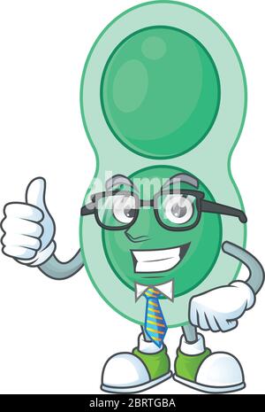 dessin de dessins animés concept de vert streptococcus pneumoniae comme un homme d'affaires réussi Illustration de Vecteur