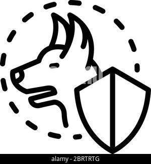 Icône de protection de chien canin, style contour Illustration de Vecteur