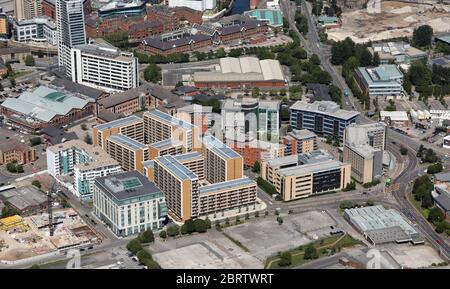 Vue aérienne des nouveaux immeubles de bureaux construits à Holbeck, Leeds, juste au sud de la gare et du centre-ville Banque D'Images