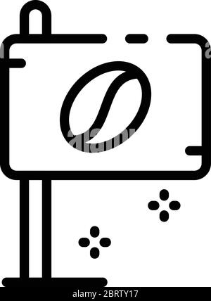 Icône drapeau amour du café, style contour Illustration de Vecteur