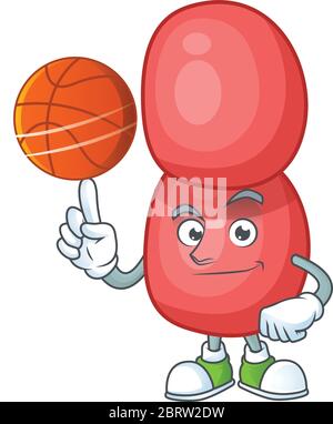 Une mascotte sportive neisseria gonorrhoeae de style jouant au basket-ball de ligue Illustration de Vecteur