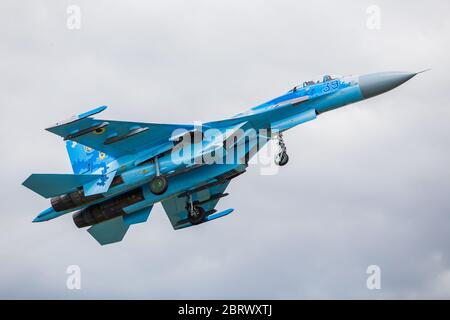 Ukrainian Air Force su-27P Funker vu à Fairford, Gloucstershire en juillet 2019. Banque D'Images