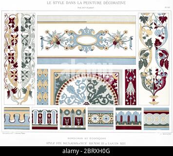 Style de la fin de la Renaissance : bordures et spandels, du style en peinture décorative 1892. Banque D'Images