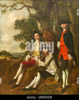 Peter Darnell Muilman, Charles Crokaff et William Keable dans un paysage, par Thomas Gainsborough, vers 1750, Banque D'Images